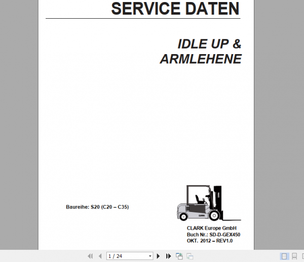 Clark Forklift German C15 20s LPG P152L Service Manual 8076486 SM 819 1e0485e53f6e87961