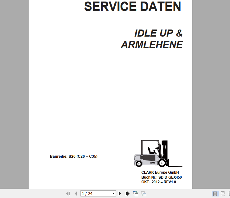 Clark Forklift German C15 20s LPG P152L Service Manual 8076486 SM 819 1e0485e53f6e87961