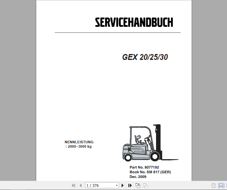 Clark Forklift German GEX 20 25 30 Service Manual 8077192 1
