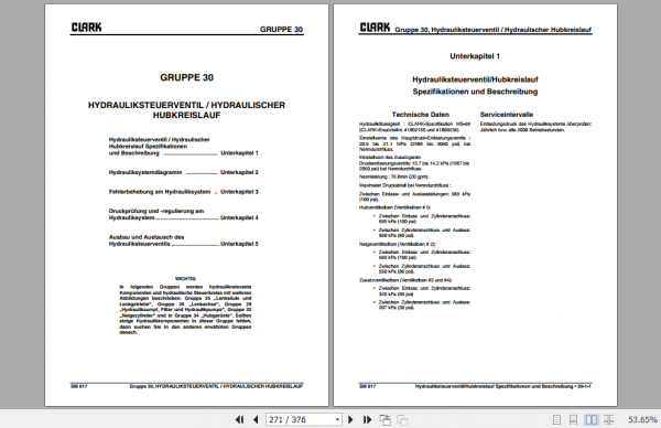 Clark Forklift German GEX 20 25 30 Service Manual 8077192 3