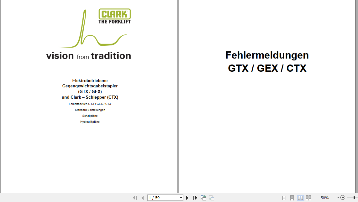 Clark Forklift German GTX GEX16 18 20s Service Manual 8076138 2