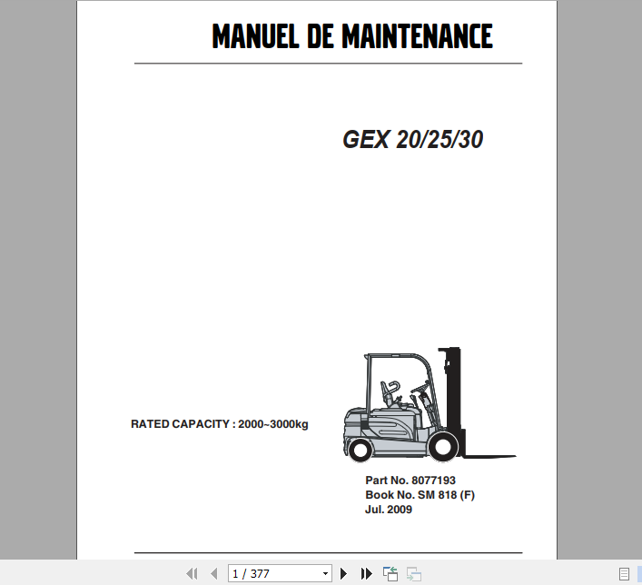 Clark Forklift German GTX GEX16 18 20s Service Manual 8076138 3 1