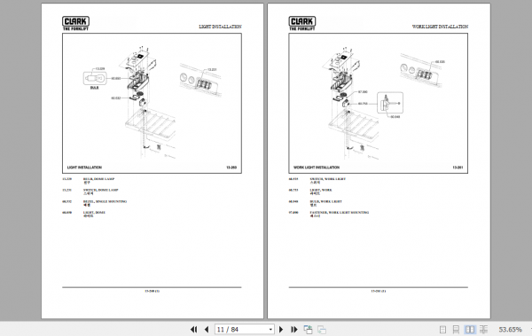 Clark Forklift OSX 15 Parts Manual 8089349 2