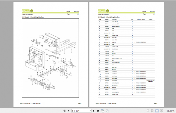 Clark Forklift PPXS20 Parts Manual PB EU136 2