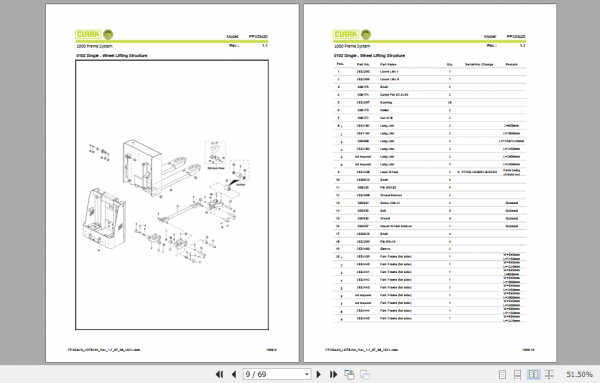 Clark Forklift PPXSio20 Parts Manual PB EU146 2