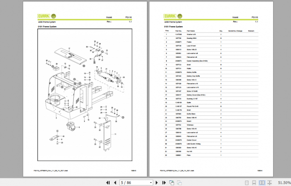 Clark Forklift PSX16 Parts Manual PB EU139 2
