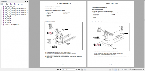 Clark Forklift PX 20 Operator Manual 4579773 2
