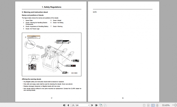 Clark Forklift PX 20 Operator Manual 8113239 2