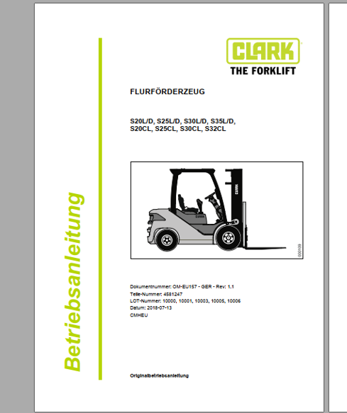 Clark Forklift PX20 German Operator Manual 8114067 4 1