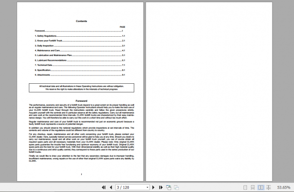 Clark Forklift SRX 14 16 Operator Manual 8136228 2