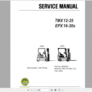 Clark Forklift TMX 12 25 EPX 16 20s Service Manual 8037870 1