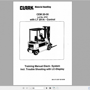 Clark Forklift Truck CEM 20 30 CEM375 Training Manual Electrical System 1