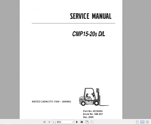Clark Forklift Truck CMP 15 20s D L Service Manual 8036084 1