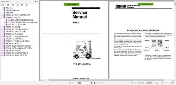 Clark Forklift Truck CMP 15 30 Service Manual SM 5184 4