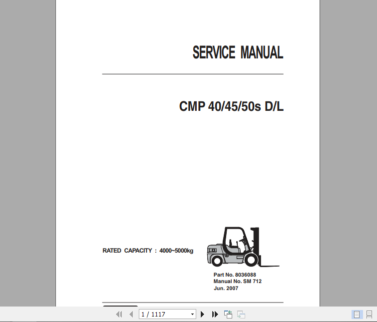 Clark Forklift Truck CMP 40 45 50s D L Service Manual 8036088 1