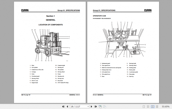 Clark Forklift Truck CMP 40 45 50s D L Service Manual 8036088 2