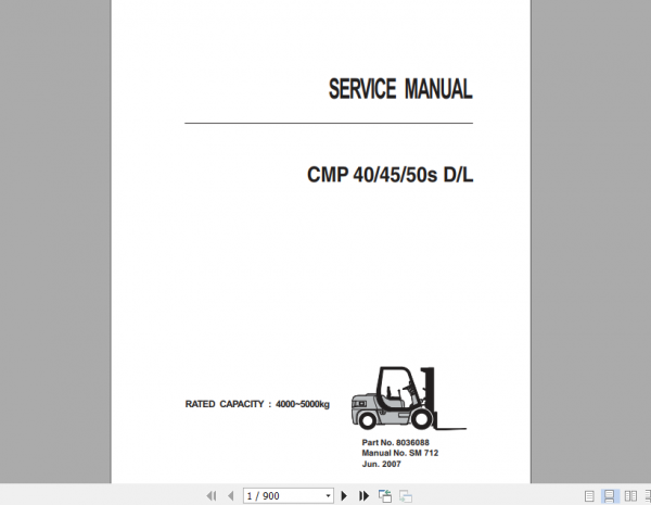 Clark Forklift Truck CMP 40 45 50s Service Manual 8036088 1
