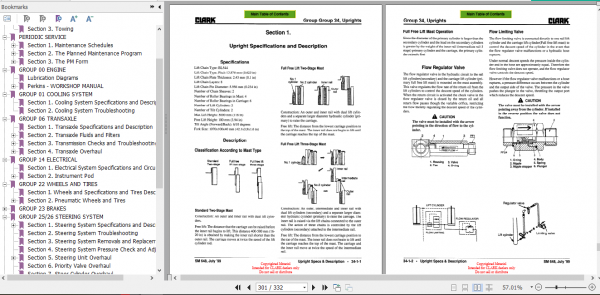 Clark Forklift Truck CMP 40 45 50s Service Manual SM 648 4