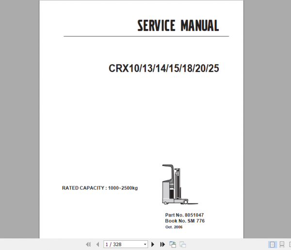 Clark Forklift Truck CRX10 13 14 15 18 20 25 Service Manual 1
