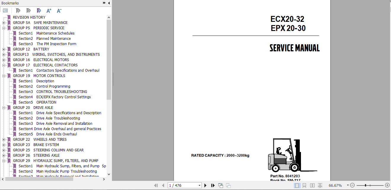 Clark Forklift Truck ECX20 32 EPX20 30 Service Manual 8041203 1