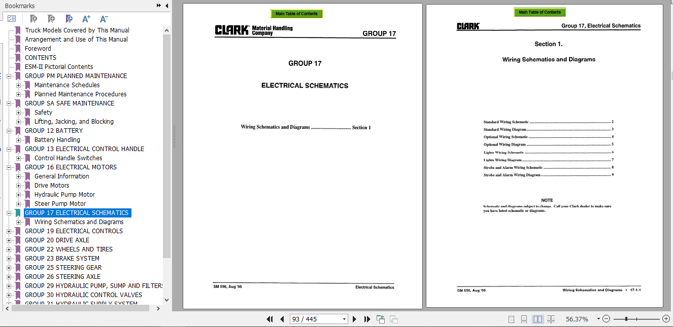 Clark Forklift Truck ESM 12 25 Service Manual SM 596 2