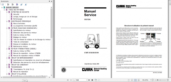 Clark Forklift Truck French CMP 15 30 Service Manual SM 5184 1