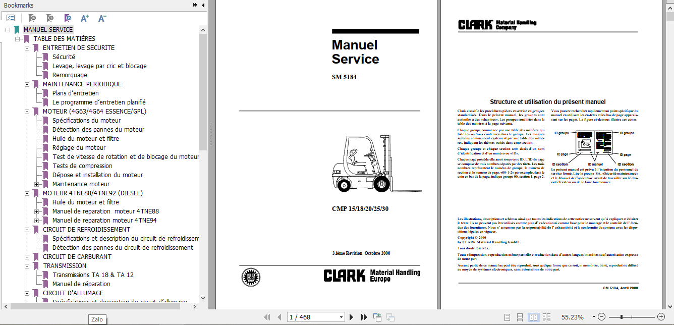 Clark Forklift Truck French CMP 15 30 Service Manual SM 5184 1