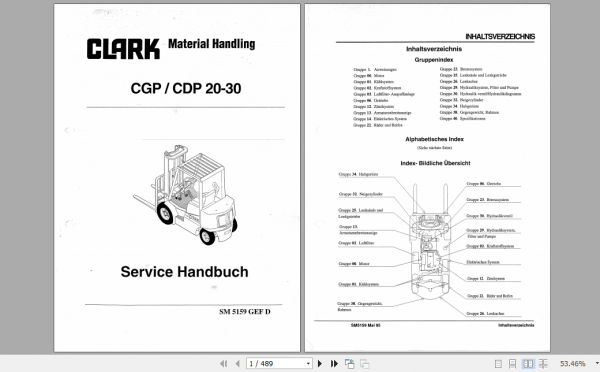 Clark Forklift Truck German CGP CDP 20 30 Service Manual SM 5159 1