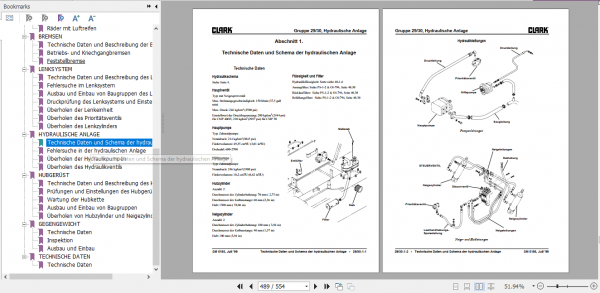 Clark Forklift Truck German CMP 40 45 50s Service Manual SM 5185 202789f81952c9577