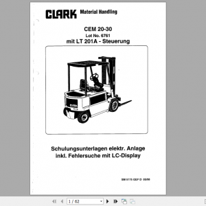 Clark Forklift Truck German CTM CEM 20 30 LT210A Training Manual Electr System 1