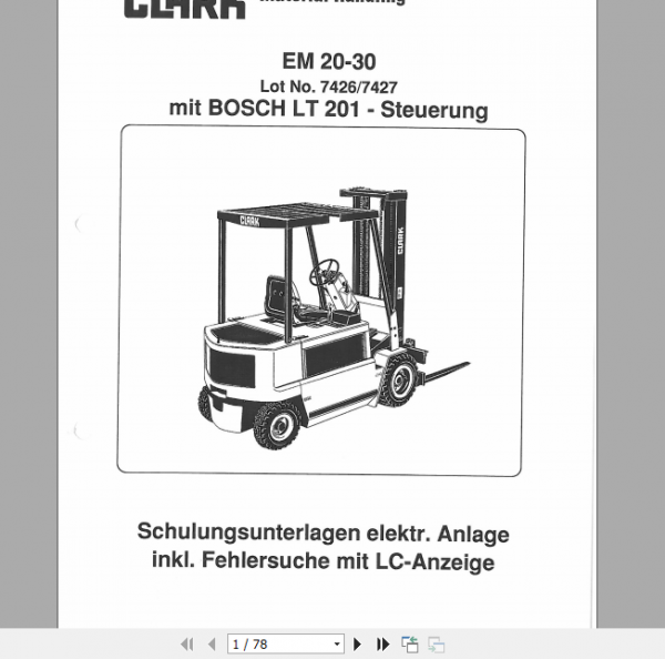 Clark Forklift Truck German CTM CEM 20 30 LT210A Training Manual Electr System 4