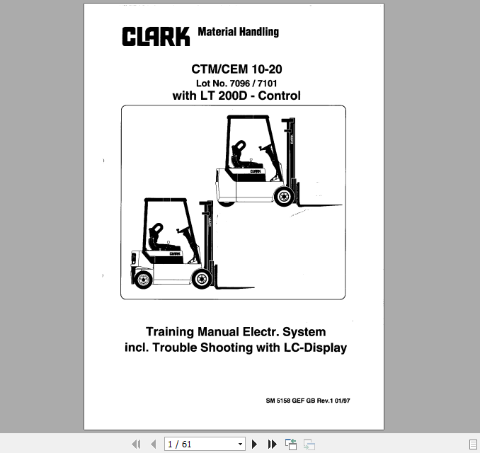 Clark Forklift Truck HPB1 Controller Training Electrical System SM5158 1