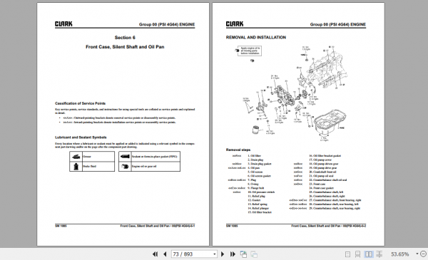 Clark Forklift Truck S20 35L G PSI Engine Service Manual 8146159 2