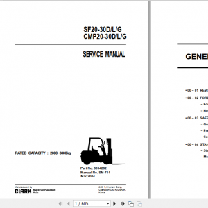 Clark Forklift Truck SF20 30D CMP20 30 D L G Service Manual 8034282 1