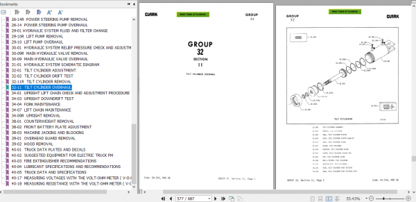 Clark Forklift Truck TM 12 25 36Volt EV 100 Supplement Service Manual SM 555 5