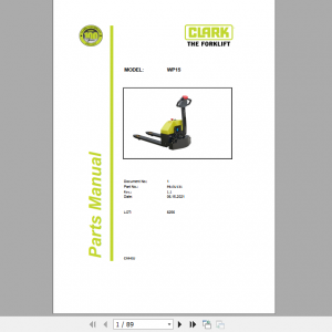 Clark Forklift WP15 Parts Manual PB EU131 1