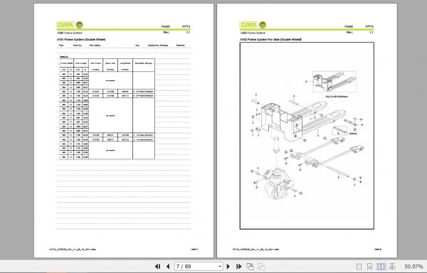 Clark Forklift WP15 Parts Manual PB EU131 2