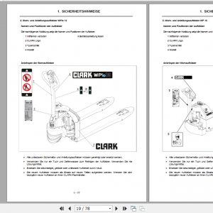 Clark Forklift WPio12 PPFXS20 German Operator Manual 4579772 2