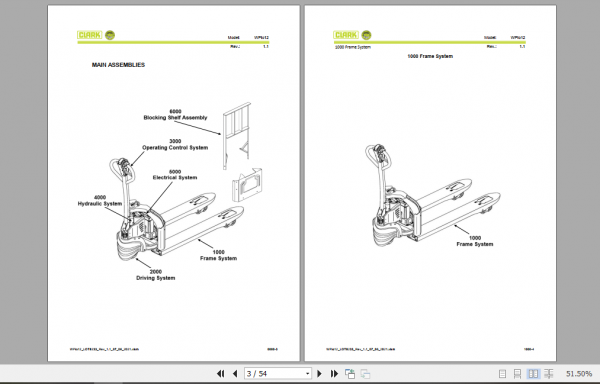 Clark Forklift WPio12 Parts Manual PB EU145 2