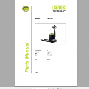 Clark Forklift WPio15 Parts Manual PB EU145 1