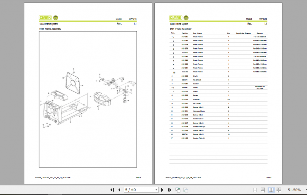 Clark Forklift WPio15 Parts Manual PB EU145 2
