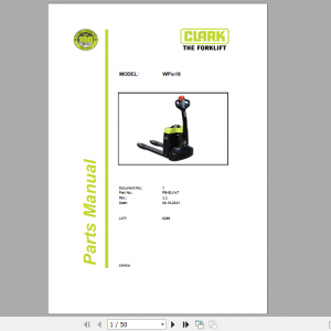 Clark Forklift WPio18 Parts Manual PB EU147 1