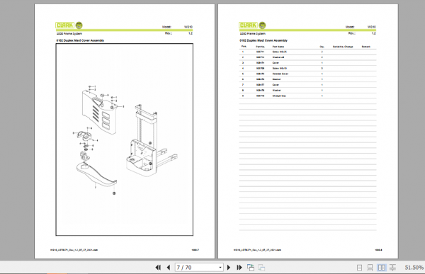 Clark Forklift WS10 Parts Manual PB EU132 2ff1ec3624c822b12