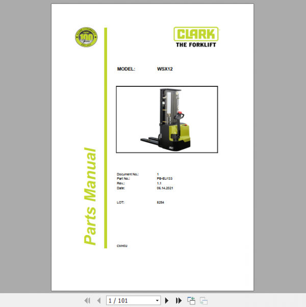 Clark Forklift WSX12 Parts Manual PB EU133 1dc85e8e86d64b1f2