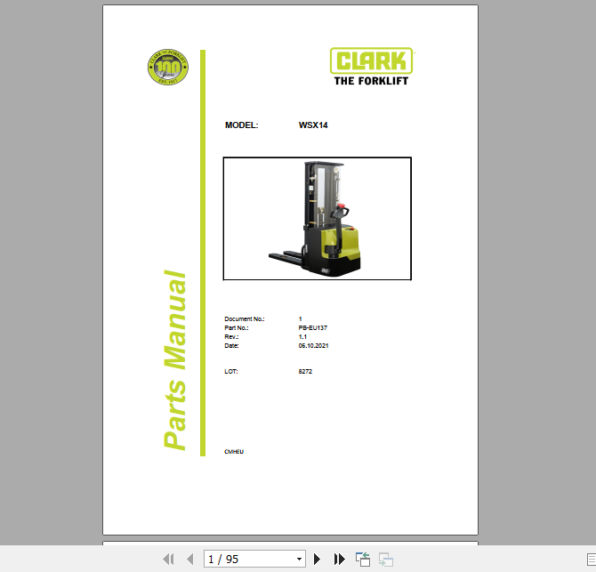 Clark Forklift WSX12 Parts Manual PB EU133 36e9b2669815298c8 1