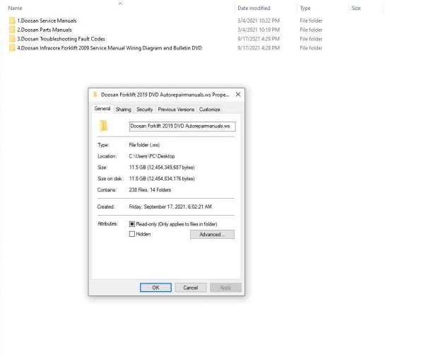 Doosan Forklift 2019 PDF Service Manual Part Manual Schematic Diagram DVD 1