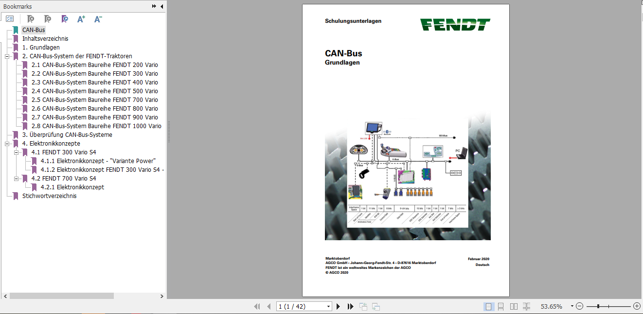 Fendt CAN Bus Service Training Manual German 1