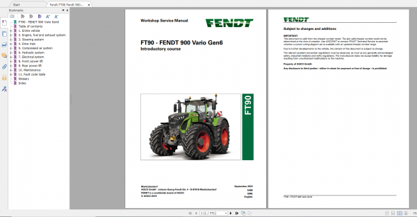 Fendt FT72 Fendt 900 Vario Mt01.2020 Service Training Manual 3 1