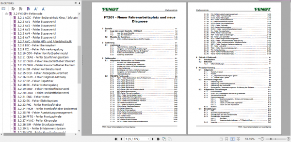 Fendt Tractor FT201 New Drivers Workplace New Diagnostics Service Training Manual German 2