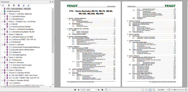 Fendt Tractor FT4 Vario Transmission ML70 ML75 ML90 ML180 ML260 ML400 Service Training Manual 2